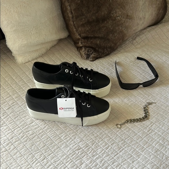 Anthropologie Shoes - Superga 2790 Nappa matte black platform fashion sneakers 9 women’s